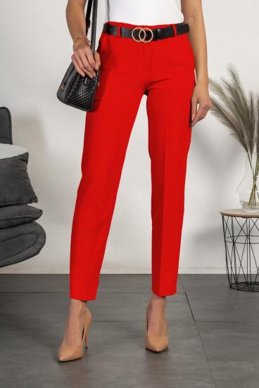 Elegantne dolge hlače z ravnimi hlačnicami Tordina, rdeče