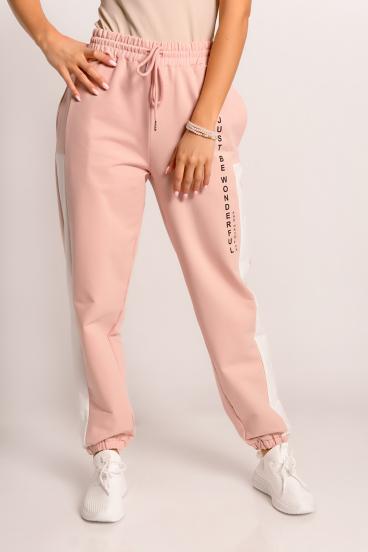 Športne bombažne hlače s potiskom Solanilla, svetlo roza