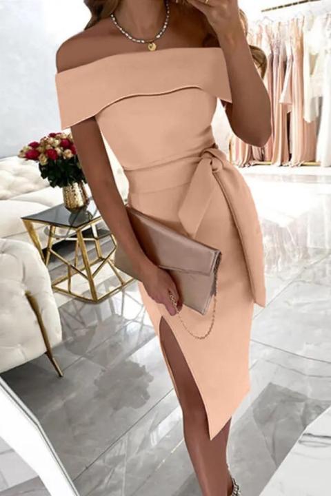 Elegantna midi obleka Faleria, svetlo roza