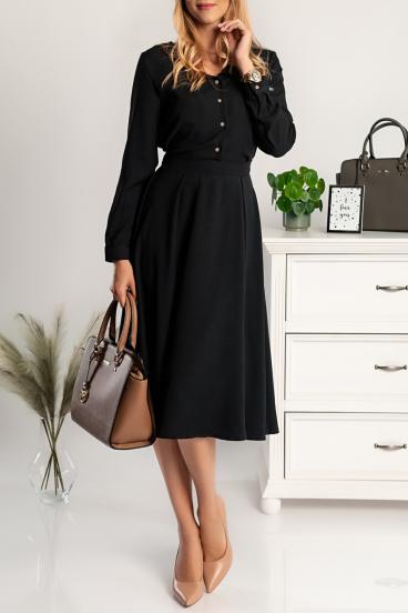 Elegantna midi obleka z gumbi Moncofa, črna
