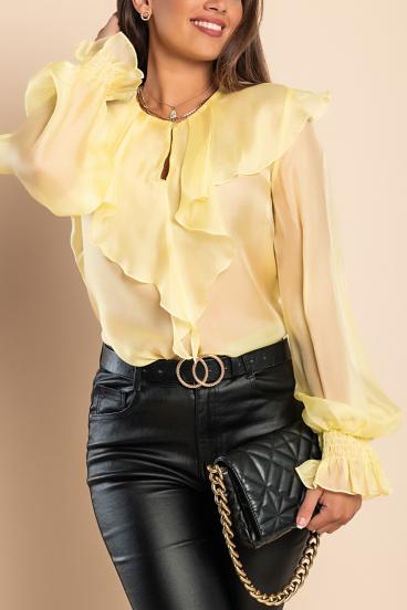 Elegantna bluza z volančki Balmina, rumena