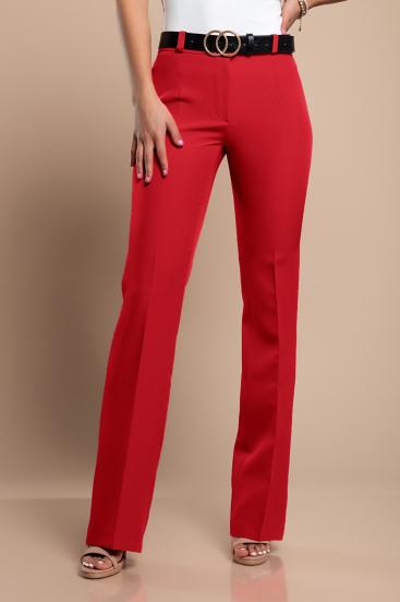 Elegantne dolge hlače z ravnimi hlačnicami, rdeče