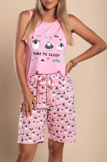 Kratka pižama s potiskom, roza