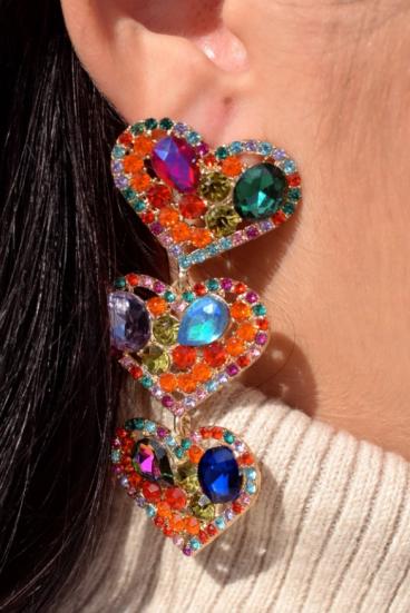 Elegantni viseči uhani v obliki srca, ART370, večbarvni