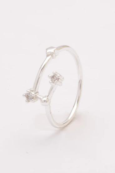 Srebrn prstan z okrasnimi diamanti, ART501 - OVEN, srebrna barva