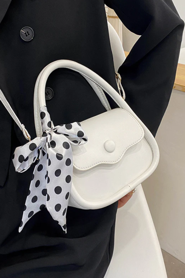 Manjša ročna torbica s pentljo, ART2259, bela