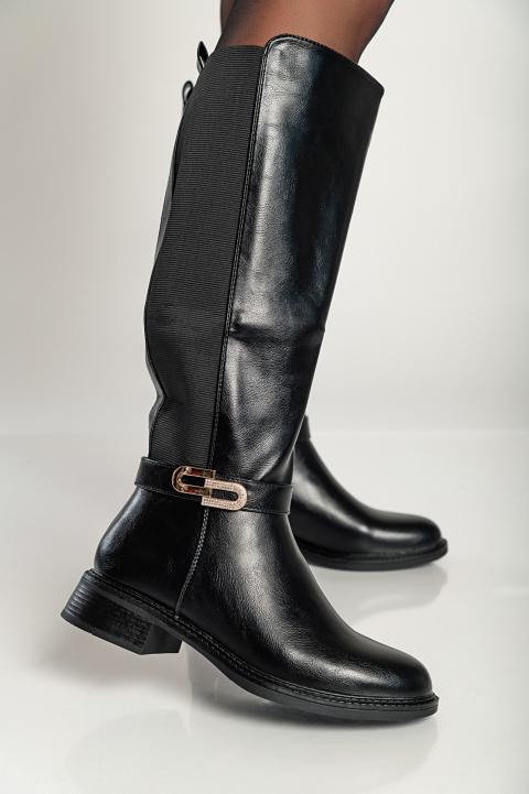 Elegantni škornji iz imitacije usnja, SA6232, črni